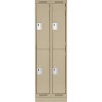 Clean Line Lockers, 2 -tier, Bank of 2, 24" x 18" x 76", Steel, Beige, Rivet (Assembled) Nia-Chem Ltd.