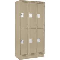 Clean Line Lockers, 2 -tier, Bank of 3, 36" x 18" x 76", Steel, Beige, Rivet (Assembled) Nia-Chem Ltd.