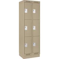 Clean Line Lockers, 3 -tier, Bank of 2, 24" x 18" x 76", Steel, Beige, Rivet (Assembled) Nia-Chem Ltd.