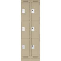 Clean Line Lockers, 3 -tier, Bank of 2, 24" x 18" x 76", Steel, Beige, Rivet (Assembled) Nia-Chem Ltd.