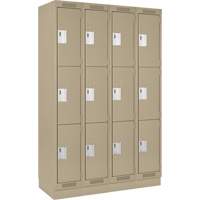 Clean Line Lockers, 3 -tier, Bank of 4, 48" x 18" x 76", Steel, Beige, Rivet (Assembled) Nia-Chem Ltd.