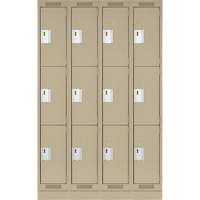 Clean Line Lockers, 3 -tier, Bank of 4, 48" x 18" x 76", Steel, Beige, Rivet (Assembled) Nia-Chem Ltd.