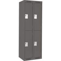 Clean Line Lockers, 2 -tier, Bank of 2, 24" x 18" x 72", Steel, Charcoal, Rivet (Assembled) Nia-Chem Ltd.