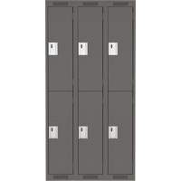 Clean Line Lockers, 2 -tier, Bank of 3, 36" x 18" x 72", Steel, Charcoal, Rivet (Assembled) Nia-Chem Ltd.
