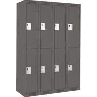 Clean Line Lockers, 2 -tier, Bank of 4, 48" x 18" x 72", Steel, Charcoal, Rivet (Assembled) Nia-Chem Ltd.