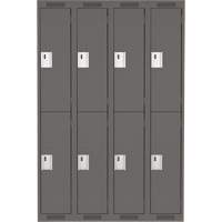 Clean Line Lockers, 2 -tier, Bank of 4, 48" x 18" x 72", Steel, Charcoal, Rivet (Assembled) Nia-Chem Ltd.