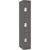 Clean Line Lockers, 3 -tier, 12" x 18" x 72", Steel, Charcoal, Rivet (Assembled) Nia-Chem Ltd.