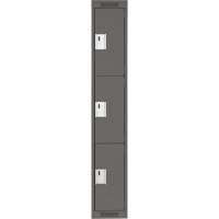 Clean Line Lockers, 3 -tier, 12" x 18" x 72", Steel, Charcoal, Rivet (Assembled) Nia-Chem Ltd.