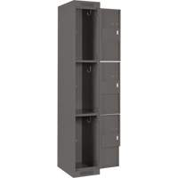 Clean Line Lockers, 3 -tier, Bank of 4, 48" x 18" x 72", Steel, Charcoal, Rivet (Assembled) Nia-Chem Ltd.