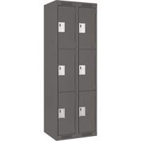Clean Line Lockers, 3 -tier, Bank of 2, 24" x 18" x 72", Steel, Charcoal, Rivet (Assembled) Nia-Chem Ltd.