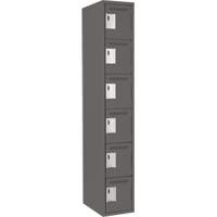 Clean Line Lockerette, 6 -tier, 12" x 18" x 72", Steel, Charcoal, Rivet (Assembled) Nia-Chem Ltd.