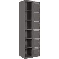 Clean Line Lockerette, 6 -tier, Bank of 4, 48" x 18" x 72", Steel, Charcoal, Rivet (Assembled) Nia-Chem Ltd.