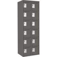 Clean Line Lockerette, 6 -tier, Bank of 2, 24" x 18" x 72", Steel, Charcoal, Rivet (Assembled) Nia-Chem Ltd.
