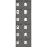 Clean Line Lockerette, 6 -tier, Bank of 2, 24" x 18" x 72", Steel, Charcoal, Rivet (Assembled) Nia-Chem Ltd.