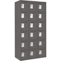 Clean Line Lockerette, 6 -tier, Bank of 3, 36" x 18" x 72", Steel, Charcoal, Rivet (Assembled) Nia-Chem Ltd.
