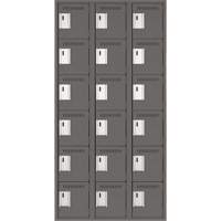 Clean Line Lockerette, 6 -tier, Bank of 3, 36" x 18" x 72", Steel, Charcoal, Rivet (Assembled) Nia-Chem Ltd.