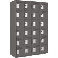 Clean Line Lockerette, 6 -tier, Bank of 4, 48" x 18" x 72", Steel, Charcoal, Rivet (Assembled) Nia-Chem Ltd.