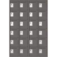 Clean Line Lockerette, 6 -tier, Bank of 4, 48" x 18" x 72", Steel, Charcoal, Rivet (Assembled) Nia-Chem Ltd.