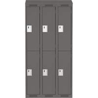 Clean Line Lockers, 2 -tier, Bank of 3, 36" x 18" x 78", Steel, Charcoal, Rivet (Assembled) Nia-Chem Ltd.