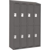 Casiers Clean Line, 2 niveaux, Bloc de 4, 48" x 18" x 78", Acier, Charbon, Rivet (assembl&eacute;) Nia-Chem Ltd.