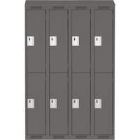 Casiers Clean Line, 2 niveaux, Bloc de 4, 48" x 18" x 78", Acier, Charbon, Rivet (assembl&eacute;) Nia-Chem Ltd.