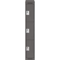 Clean Line Lockers, 3 -tier, 12" x 18" x 78", Steel, Charcoal, Rivet (Assembled) Nia-Chem Ltd.