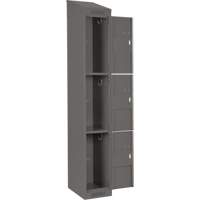 Clean Line Lockers, 3 -tier, Bank of 4, 48" x 18" x 78", Steel, Charcoal, Rivet (Assembled) Nia-Chem Ltd.