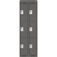 Clean Line Lockers, 3 -tier, Bank of 2, 24" x 18" x 78", Steel, Charcoal, Rivet (Assembled) Nia-Chem Ltd.