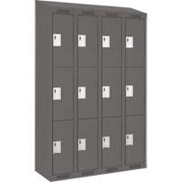 Clean Line Lockers, 3 -tier, Bank of 4, 48" x 18" x 78", Steel, Charcoal, Rivet (Assembled) Nia-Chem Ltd.