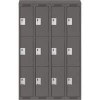 Clean Line Lockers, 3 -tier, Bank of 4, 48" x 18" x 78", Steel, Charcoal, Rivet (Assembled) Nia-Chem Ltd.