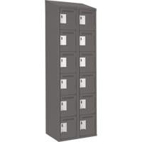 Clean Line Lockerette, 6 -tier, Bank of 2, 24" x 18" x 78", Steel, Charcoal, Rivet (Assembled) Nia-Chem Ltd.