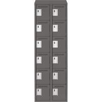 Clean Line Lockerette, 6 -tier, Bank of 2, 24" x 18" x 78", Steel, Charcoal, Rivet (Assembled) Nia-Chem Ltd.