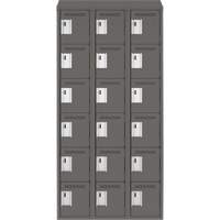 Clean Line Lockerette, 6 -tier, Bank of 3, 36" x 18" x 78", Steel, Charcoal, Rivet (Assembled) Nia-Chem Ltd.