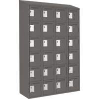 Clean Line Lockerette, 6 -tier, Bank of 4, 48" x 18" x 78", Steel, Charcoal, Rivet (Assembled) Nia-Chem Ltd.