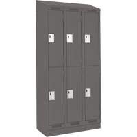 Clean Line Lockers, 2 -tier, Bank of 3, 36" x 18" x 82", Steel, Charcoal, Rivet (Assembled) Nia-Chem Ltd.