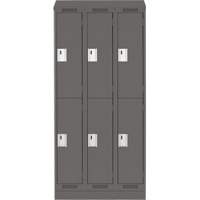 Clean Line Lockers, 2 -tier, Bank of 3, 36" x 18" x 82", Steel, Charcoal, Rivet (Assembled) Nia-Chem Ltd.