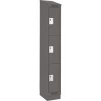 Clean Line Lockers, 3 -tier, 12" x 18" x 82", Steel, Charcoal, Rivet (Assembled) Nia-Chem Ltd.