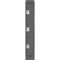 Clean Line Lockers, 3 -tier, 12" x 18" x 82", Steel, Charcoal, Rivet (Assembled) Nia-Chem Ltd.