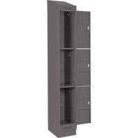 Clean Line Lockers, 3 -tier, Bank of 4, 48" x 18" x 82", Steel, Charcoal, Rivet (Assembled) Nia-Chem Ltd.