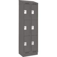 Clean Line Lockers, 3 -tier, Bank of 2, 24" x 18" x 82", Steel, Charcoal, Rivet (Assembled) Nia-Chem Ltd.