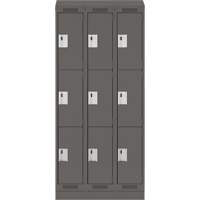 Clean Line Lockers, 3 -tier, Bank of 3, 36" x 18" x 82", Steel, Charcoal, Rivet (Assembled) Nia-Chem Ltd.
