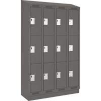Clean Line Lockers, 3 -tier, Bank of 4, 48" x 18" x 82", Steel, Charcoal, Rivet (Assembled) Nia-Chem Ltd.