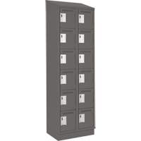 Clean Line Lockerette, 6 -tier, Bank of 2, 24" x 18" x 82", Steel, Charcoal, Rivet (Assembled) Nia-Chem Ltd.
