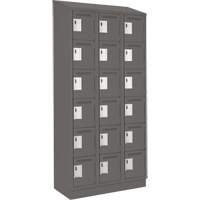 Clean Line Lockerette, 6 -tier, Bank of 3, 36" x 18" x 82", Steel, Charcoal, Rivet (Assembled) Nia-Chem Ltd.
