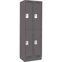 Clean Line Lockers, 2 -tier, Bank of 2, 24" x 18" x 76", Steel, Charcoal, Rivet (Assembled) Nia-Chem Ltd.