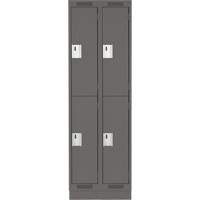 Clean Line Lockers, 2 -tier, Bank of 2, 24" x 18" x 76", Steel, Charcoal, Rivet (Assembled) Nia-Chem Ltd.