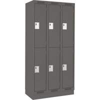 Clean Line Lockers, 2 -tier, Bank of 3, 36" x 18" x 76", Steel, Charcoal, Rivet (Assembled) Nia-Chem Ltd.