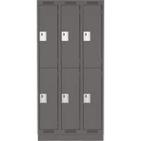 Clean Line Lockers, 2 -tier, Bank of 3, 36" x 18" x 76", Steel, Charcoal, Rivet (Assembled) Nia-Chem Ltd.