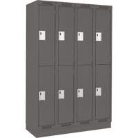 Clean Line Lockers, 2 -tier, Bank of 4, 48" x 18" x 76", Steel, Charcoal, Rivet (Assembled) Nia-Chem Ltd.