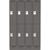 Clean Line Lockers, 2 -tier, Bank of 4, 48" x 18" x 76", Steel, Charcoal, Rivet (Assembled) Nia-Chem Ltd.